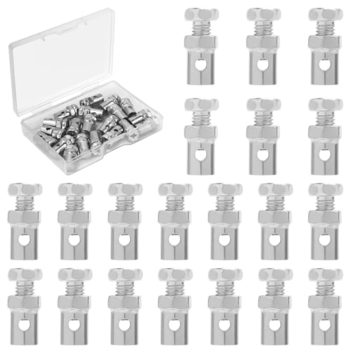 XIHIRCD 20pcs Universal 1/8" Throttle Brake Cable Ends, Premium Metal Go Kart Throttle Cable Stops Locks Kit Bike Bicycle Brake Cable Clamp Cap Practical Parts Accessories(Silver)