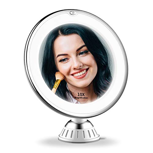 2020 Upgraded 10x Magnifying Lighted Makeup Mirror with 3 of Brightness, Portable LED