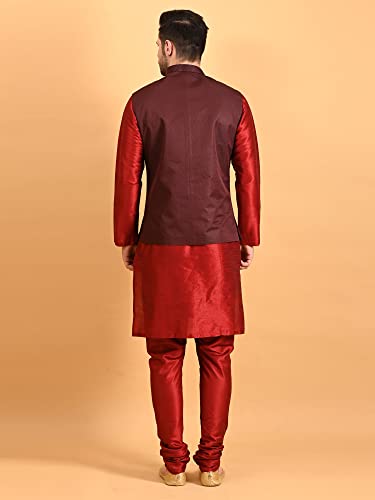 Image of Uri and MacKenzie Men's Silk Blend Kurta Pajama with Designer Ethnic Nehru Jacket /Modi Jacket