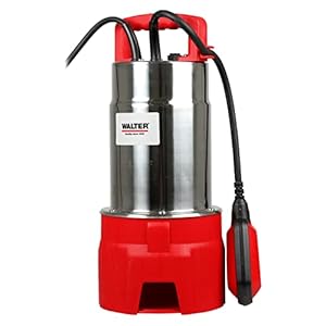 WALTER Schmutzwasserpumpe 1100 W, 20.000 L/h Fördermenge, 8 m Förderhöhe, 10 m Kabel, vielseitig einsetzbar für Keller, Teiche, Pools, verunreinigtes Wasser, mit Schlauchanschluss und Halteseil