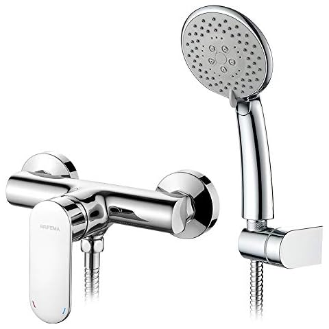 GRIFEMA Berlin Grifo monomando ducha con alcachofa manguera y soporte Cromo Cover