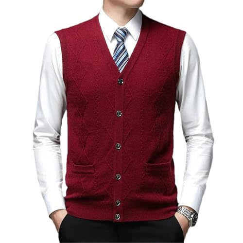 Wool Autum Solid Pullover Sweater V Neck Knit Vest Men Sleeveless Casual Men Clothing