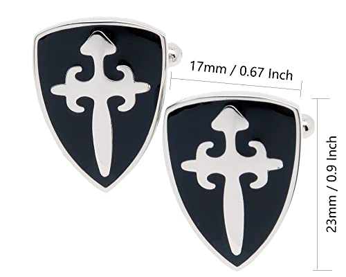Mancuernillas Crusader Battle Shield para hombre tono negro miniatura 4