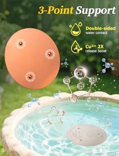 Image of Mellbree Bird Bath Copper Disc & Clean Set, 0.6mm Reinforced 99.99% Pure Copper Cleaning Disk with Cleaning sponges Sandpaper and Microfiber Cloths for Cleaning Bird Baths and Bird Bath Disk