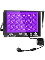 Schwarzlicht Strahler 100W,Schwarzlichtlampe mit 1.5M Stecker,390-400nm Schwarzlicht LED mit Schalter,IP66 Wasserdicht UV Licht,UV Lampe für Party,Glow Party,Disco,Halloween Deko