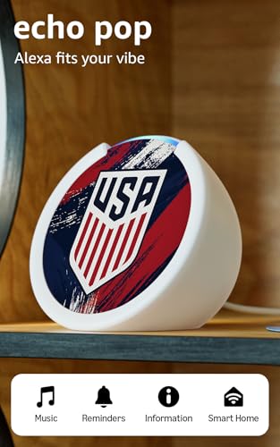 Image of Amazon Echo Pop (newest model) | Officially Licensed U.S. Soccer Limited-Edition (White)