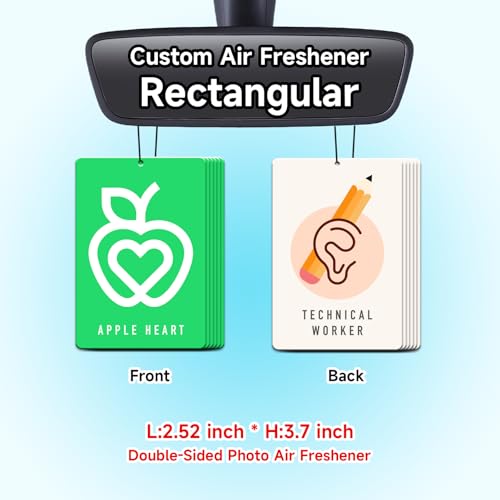 Image of Bulk Custom Car Air Fresheners with Logo or QR Code | Personalized Branded Gifts; 10-1000 Pcs Bulk Orders; Double-Sided Print; Scent Choice Available; Rectangle Shape
