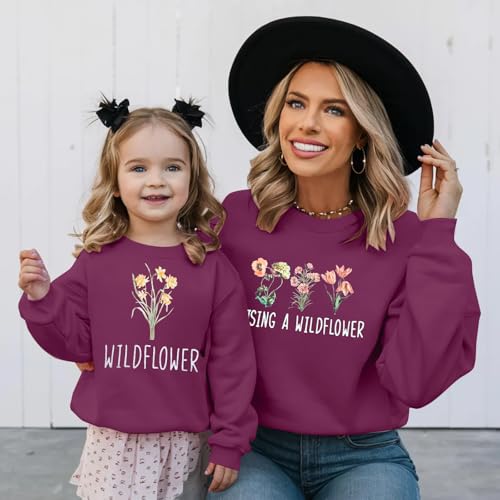 Raising A Wildflower Sweatshirt Mom Toddler Matching Outfits Mommy And Me Matching Shirt Mother Daughter Son Tops3
