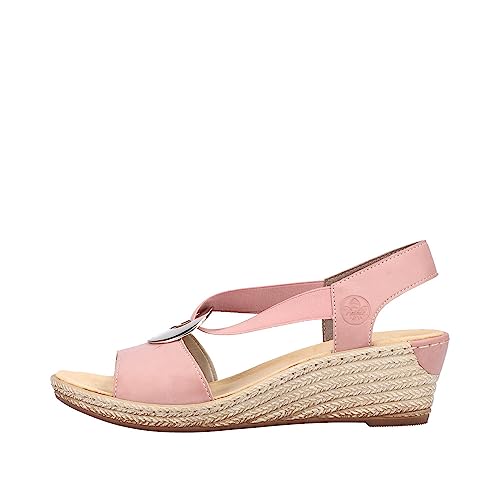 Image of Rieker 624H6 Fanni Women's Wedge Sandals - Lightweight, Comfortable and Supportive - Slip On Sandals with Cushioned Insole and High Wedge for Everyday Stylish Wear