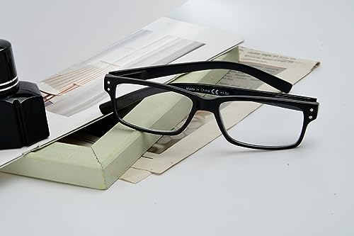 Image of Eyekepper Vintage Eyeglasses for Men - 3 Pack Spring Hinges Classic Glasses - Black Frame +0.00