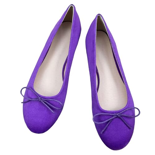 SAILING LU Women's Cute Bowknot Round Toe Ballet Flats Wedding Party Shoes Lightweight Dress Shoes Female Slip-On Loafers