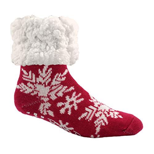 Image of Pudus Cozy Winter Slipper Socks Women & Men w Non-Slip Grippers Faux Fur Sherpa