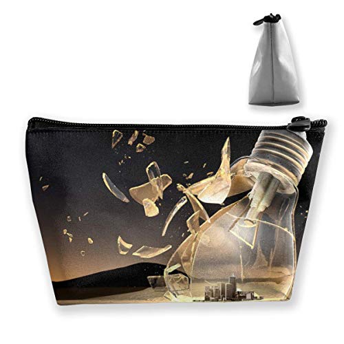 Preisvergleich Produktbild Trapezförmige Kosmetiktaschen Make-up-Kulturbeutel Zerbrochene Glühbirne City Travel Aufbewahrungstasche Telefon Geldbörse Tragbar 3872