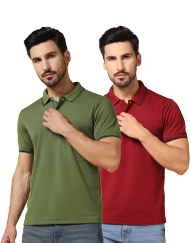 Image of INKKR Men's Solid Polo Collared Neck Stylish T-Shirt Combo