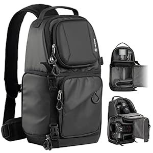 TARION Camera Sling Bag, Waterdichte Camera Reistas Fotografie Rugzak Camera Schoudertas met Regenhoes voor DSLR SLR Camera’s Lens
