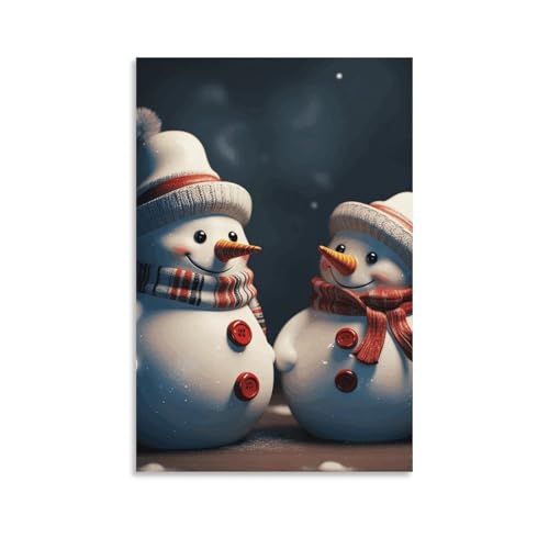 Impression sur toile bonshommes de neige moderne pour décoration murale