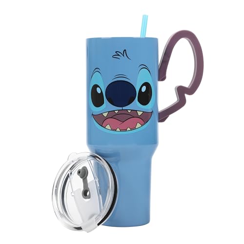 Bioworld Disney's Stitch 40 Oz Stainless Steel Tumbler With Scultped Ears Handle