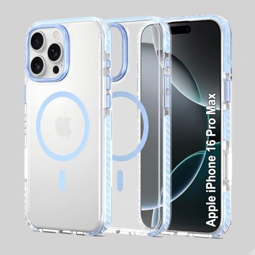 Image of Zapcase Crystal Clear Back case for iPhone 16 Pro Max | PC Back | TPU Bumper with Inner Rubber Grip | Metal Camera Guard Bezel | Metal Buttons | Scratch Resistant | 2 Layer Edge Protection |Light Blue