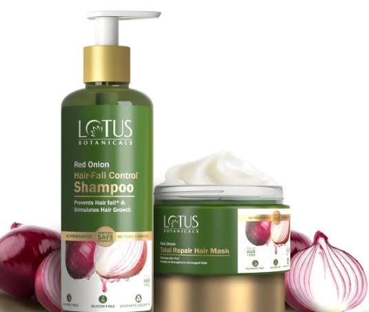 Lotus Botanicals Red Onion Dry & Fizzy Haircare Kit Total Repair Hair Mask (200g)Hair-Fall Control* Shampoo (300ml) (Pack of 2 )