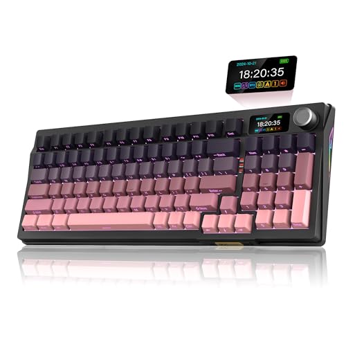 RedThunder K95 Wireless Mechanical Keyboard,TFT Screen & Knob, Trip-Modes Connection, Gasket Custom Hot-Swap Keyboard, RGB Backlit, Pre-lubed Linear S
