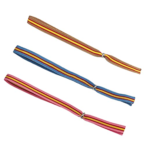 PACK DE 3 PULSERAS DE TELA BANDERA DE ESPAÑA - Talla única ajustable (Beige, rosa y celeste)