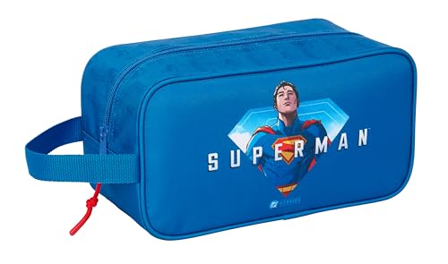 Safta Superman - Sac à Chaussures Moyen, Multifonction, Sac à Chaussures, Sport, extrascolaire, Football, Confortable et Polyvalent, 29 x 14 x 15 cm, Bleu,...
