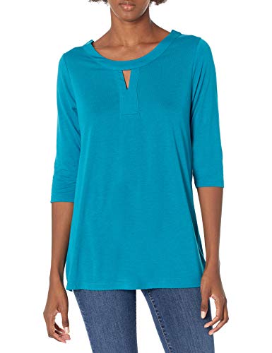 Túnica Hanes de mujer ligera Ocean Depths S camiseta larga cuello keyhole transpirable