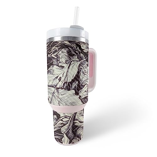 Image of MightySkins Carbon Fiber Skin Compatible with Stanley The Quencher H2.0 FlowState 40 Oz Tumbler - Nest Sketch | Protective, Durable Textured Carbon Fiber Finish | Easy to Apply