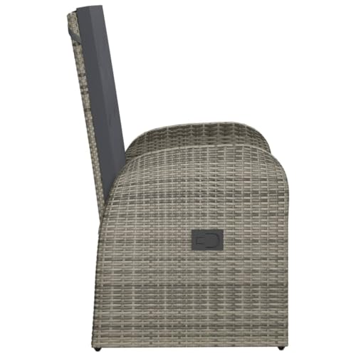 Chaise de jardin inclinable dossier réglable et coussins gris - 6