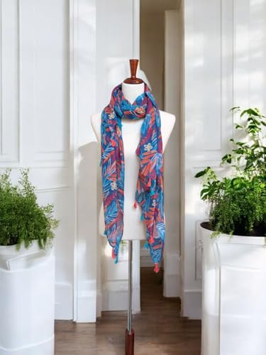 Women's Lightweight Scarf with Tassels - soft wrap, travel shawl and beach cover-up (79.8 in x 35.4 in)3