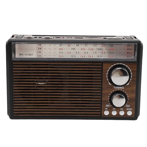 Portable Vintage Radio with FM SW Band Range, 3 Power Supply Modes, Telescopic Antenna and Chip, Lightweight Design for Outdoor Activities (US Plug)