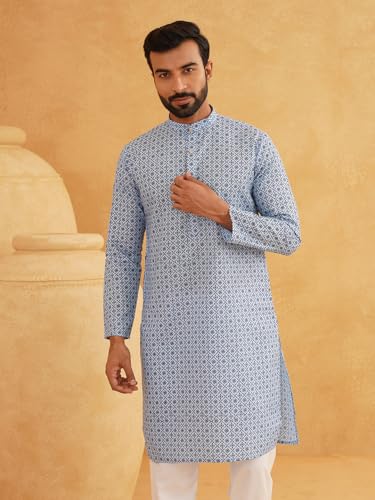 Image of SOJANYA Men's Silk Blend Regular Fit (Since 1958 Striped ONLY Long Kurta)