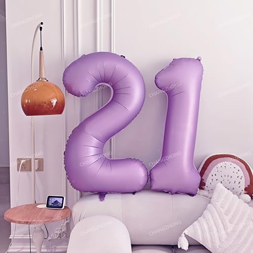 Image of 40 In Matte Lavender Purple Birthday Number 9 Helium Foil Mylar Balloon | Helium Foil Mylar Suitable Boys' And Girls', 9st 19th Birthday Parties, Anniversary Celebration Nine Balloon Purple paryt