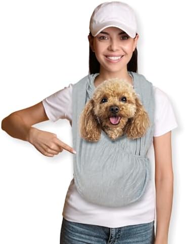 Dog Sling Carrier – Dog Sling for Small Dogs – Stylish Grey Shoulder and Neck Dog Holder – Hands Free and Adjustable Dog Wrap Dog Pouch Hoodie – Comfortable Design