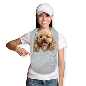Dog Swaddle Carrier-Sling for Small Dogs-Stylish Grey Shoulder and Neck Dog Holder Carrier-Hands Free and Adjustable Dog Wrap Puppy Pouch Carrier Front-Puppy Sling Carrier for Small Dogs 0-15 lbs