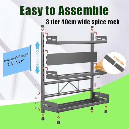 Image of ESPERO Kitchen Organizer Rack for Countertop | Heavy Duty Metal Spice Rack Storage | Kitchen Masala Stand for Storage of Oil Bottles, Jars, Containers & Utensils | Space Saving Rack for Home (3)