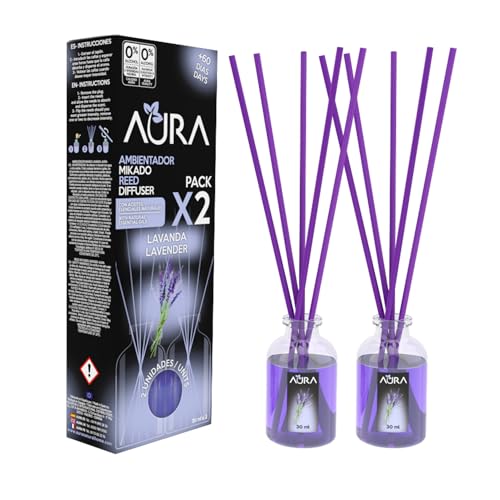 Aura | Pack 2 Ambientador Mikado | 30ml | 100% Puro | Duración 4 Semanas | 2x30ml | 0% Alcohol...