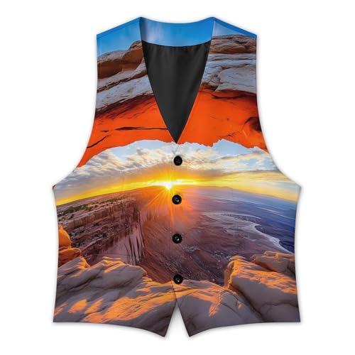 Mesa Arch Canyonlands National Near Moab Utah USA Men's Suit Vest Slim Fit Business Dress Party Pattern Waistcoat Vest Top3