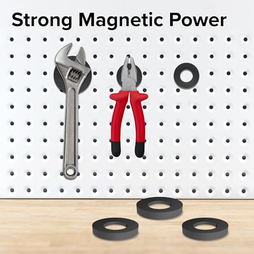 Image of Heavy Duty Ring Magnets - Ultra Strong (2.35x0.4 /60x10mm, 2 pcs) Magnets with Holes for DIY & Crafts - Space Organization Set for Home, Workshop, Refrigerator, Whiteboard, Office, Classroom