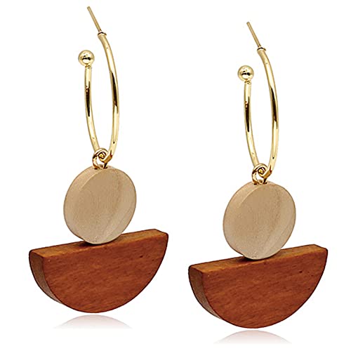 MIGUO STORE Boho Chic Fashion All-match Wooden Long Tassel Dangle Drop Earrings for Women Elegant Geometry Charm Handmade Earrings Gift