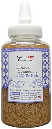 Extra Small Fish Food Pellets 4.23 oz, Sinking 0.5mm Size, High P...