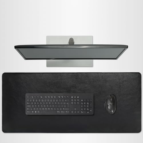 Tapete de Escritorio de Cuero Genuino Full Grain XL Negro miniatura 1