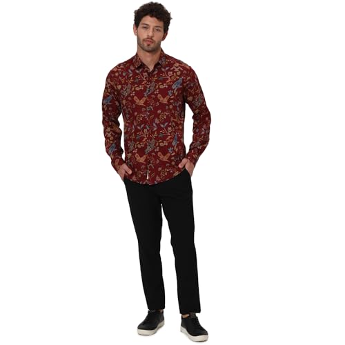 Image of MUFTI Men's Printed Slim Fit Cotton Casual Shirt with Spread Collar & Full Sleeve(Also Available in Plus Size) |Cotton Casual Shirt for Men | Casual Shirt for Men
