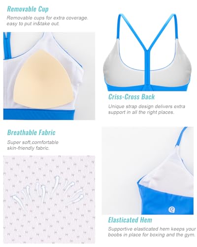 Image of RUNNING GIRL Sports Bras for Women,Y-Back Medium Support Workout Sports Bra Padded Racerback Supportive Bras Push up(WX3048 Cerulean Blue L)