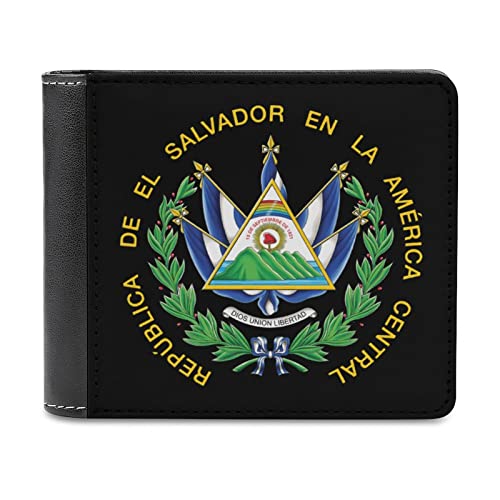 El Salvador Coat of Arms PU Leather Pouch Wallet Credit Card Holder Passcase Bifold Purse for Men4