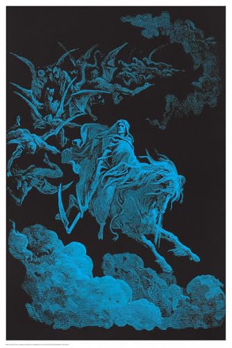 BUY ART FOR LESS Officially Licensed Death Rides a Pale Horse - Non Flock Blacklight Art Poster - 24 x 36 Inch - Decorative Print - Poster Paper - Ready to Frame