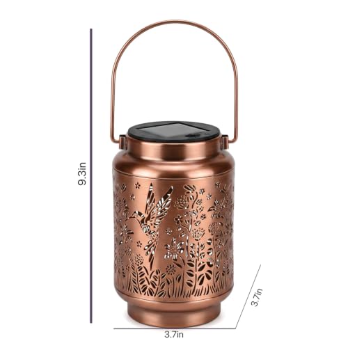 Hummingbird Solar Lantern Metal Floral Lights Outdoor Yard Garden Decor - image 8