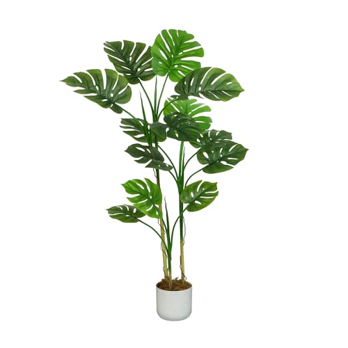 mcc direct Artificial Monstera Tree, 140cm Tall Large Decorative Artificial Plant with Plastic Planter and Artificial Moss for House Bedroom Office Garden Store Decoration