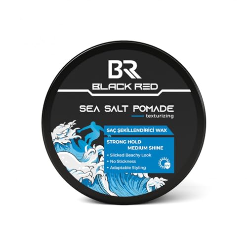 Black Red Sea Salt Pomade for Men 120ml | Strong Hold with Medium Shine | Water-Based Non-Greasy & Easy to Wash Out | Natural Texturising Pomade
