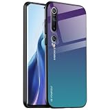 EASSGU Custodia Adatta per Xiaomi MI 10 5G (6.67" Inches), Cover Posteriore in Vetro Sfumato Custodia per Cellulare Anti-Caduta e Anti-Graffio - Viola Blu